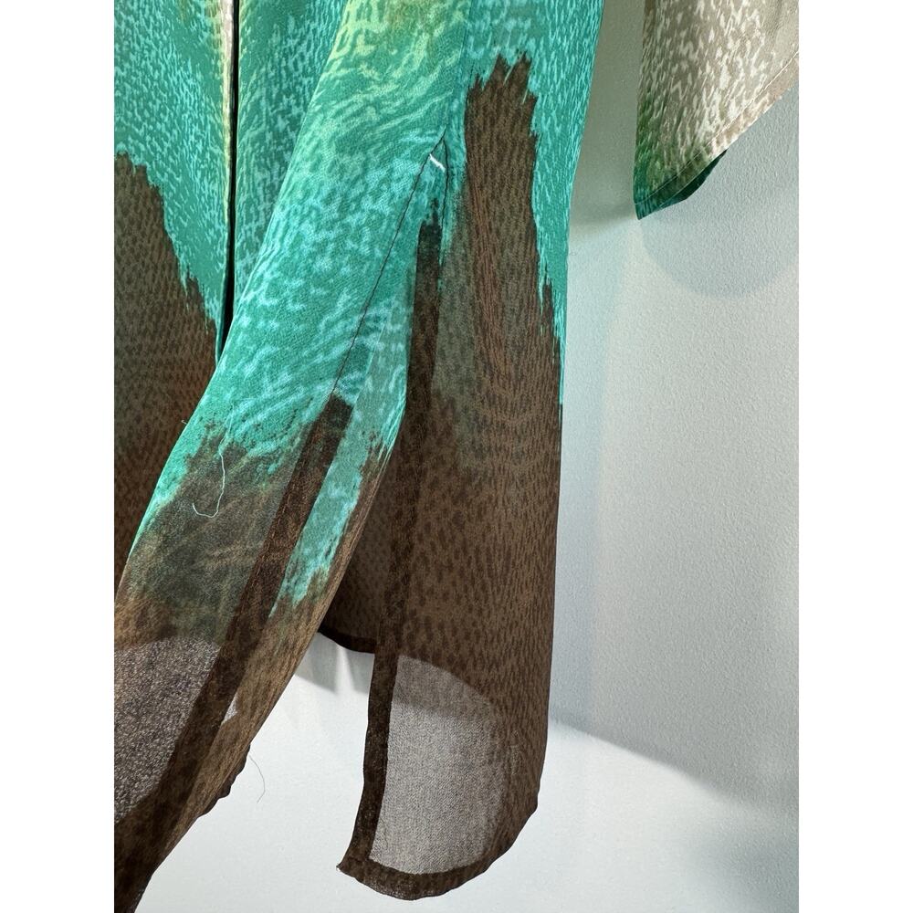 Chico's Women's Bahama Breeze Super Tunic Top Size 0 S Sheer Ombre Teal Chevron - Picture 6 of 12